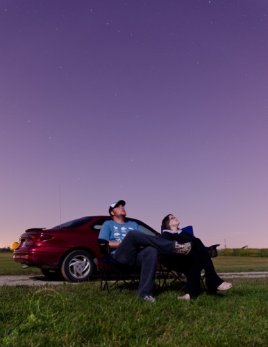 People star gazing looking for meteors Perseids