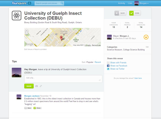University of Guelph Insect Collection on foursquare
