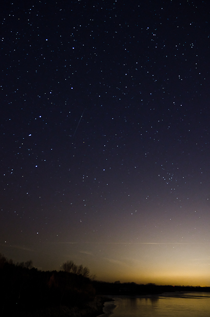 Geminid Meteor over Guelph Lake - Facing East - 2012