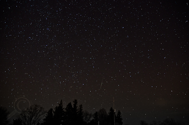 Geminid meteor - Facing North - Guelph Lake 2012